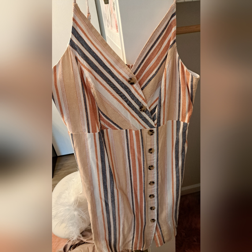 Express Striped Midi Dress - Beige, Blue, Orange